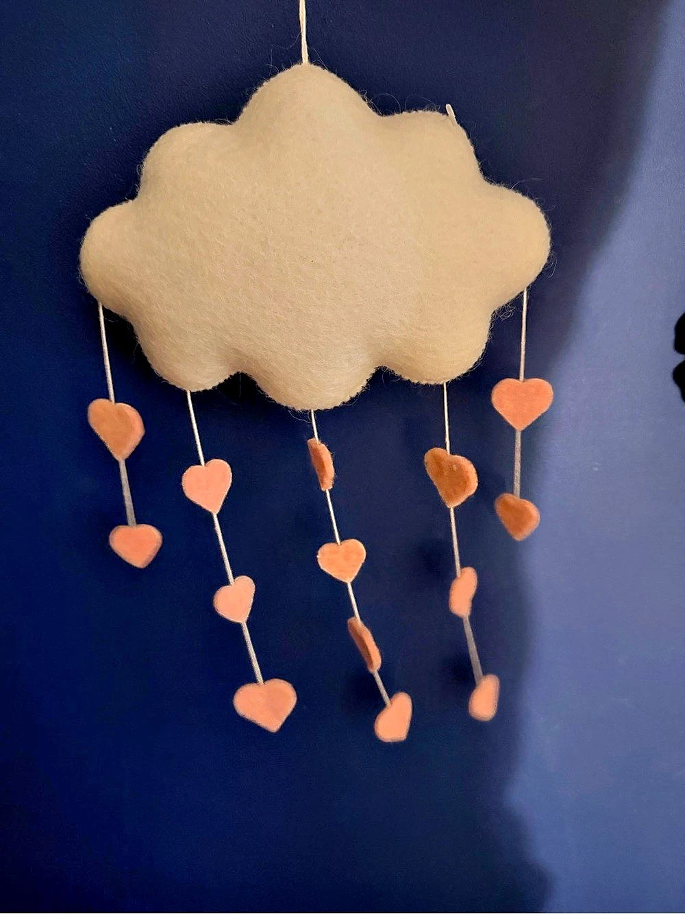Craftspring brand - felt Cloud and Hearts Hanging Decor with pink heart drops
